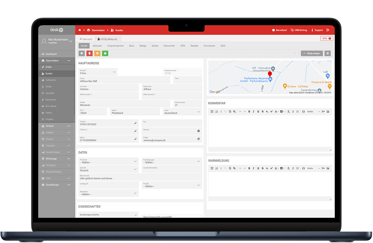Kundenansicht in desk4